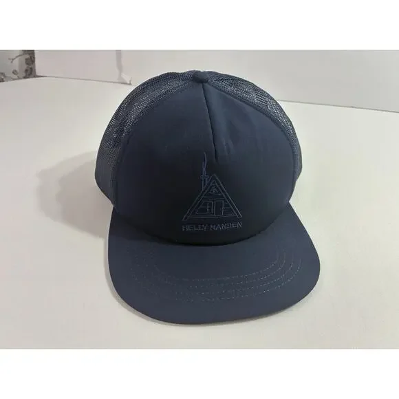 Helly Hansen A-Frame Cabin Logo Trucker Hat Navy Mesh Snapback Outdoor Hiking - Picture 3 of 8